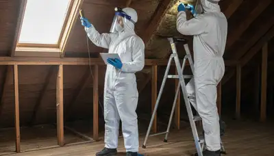 Mold inspection technician assessing moisture damage in Salinas, CA home