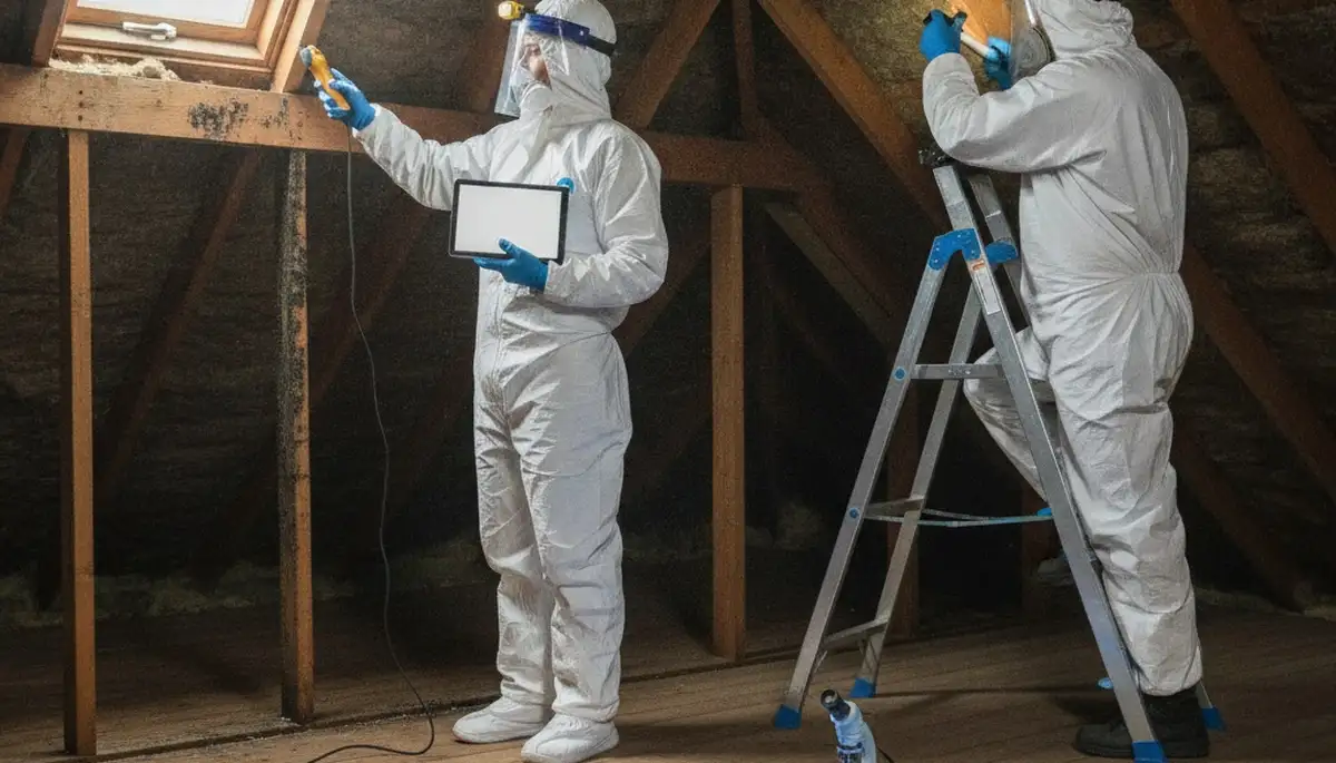 Mold inspection technician assessing moisture damage in Salinas, CA home