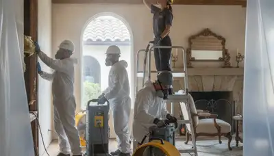 Water damage restoration crew serving Salinas, CA with emergency cleanup and drying equipment
